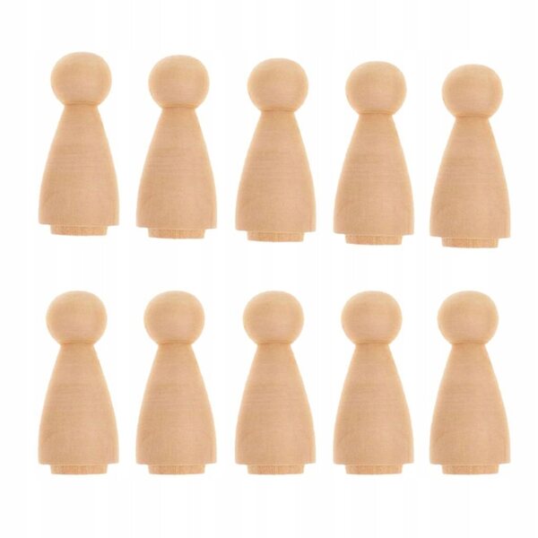 Set 10 Corpi di Bambole in Legno Naturale da Decorare 5,8x2,5 cm