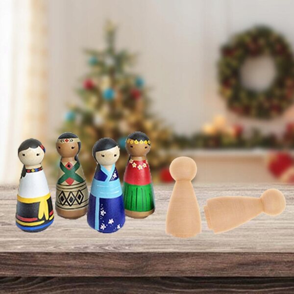 Set 10 Corpi di Bambole in Legno Naturale da Decorare 5,8x2,5 cm