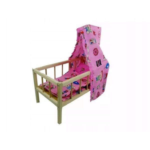 Puppenbett aus Holz mit Janex-Baldachin, ideal für Kinder ab 3 Jahren