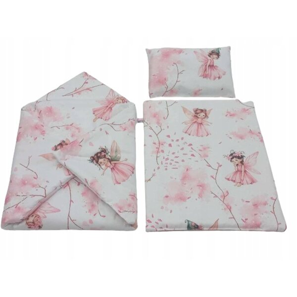 Komplettes Bett mit Kegel für Puppen aus antiallergischer Baumwolle 40x30 cm + 25x15 cm