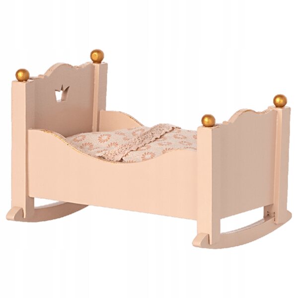 Dondolo in legno Maileg per topolini – culla rosa per bambini 3+ anni