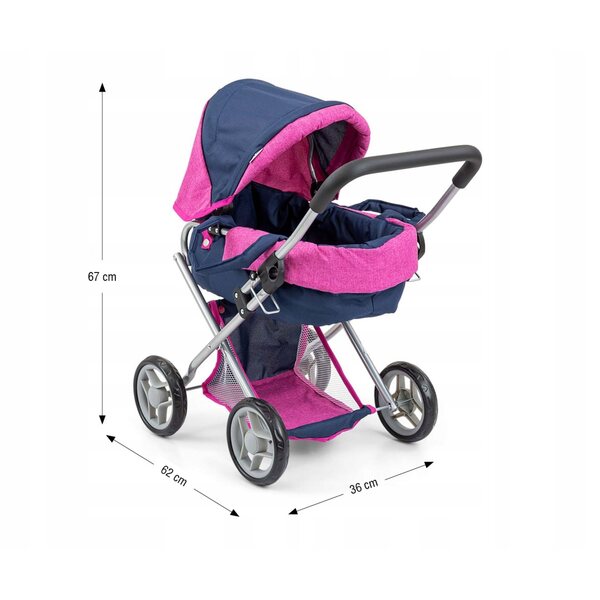 Passeggino per bambole Milly Mally Alice Navy con navicella removibile e accessori