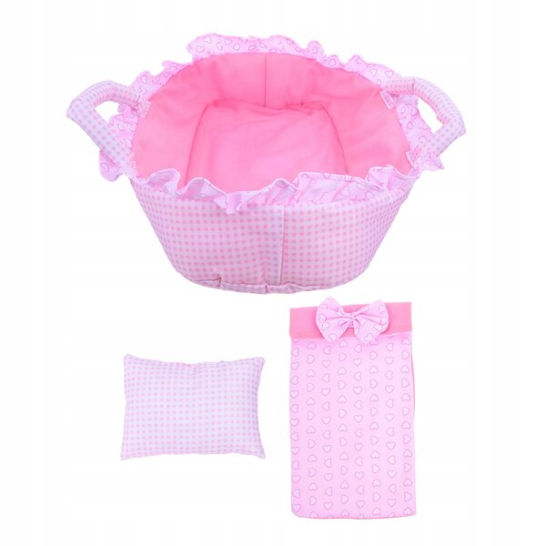 35 cm Puppenwiege, tragbares Bett, Babytrage, Rosa