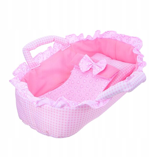 35 cm Puppenwiege, tragbares Bett, Babytrage, Rosa