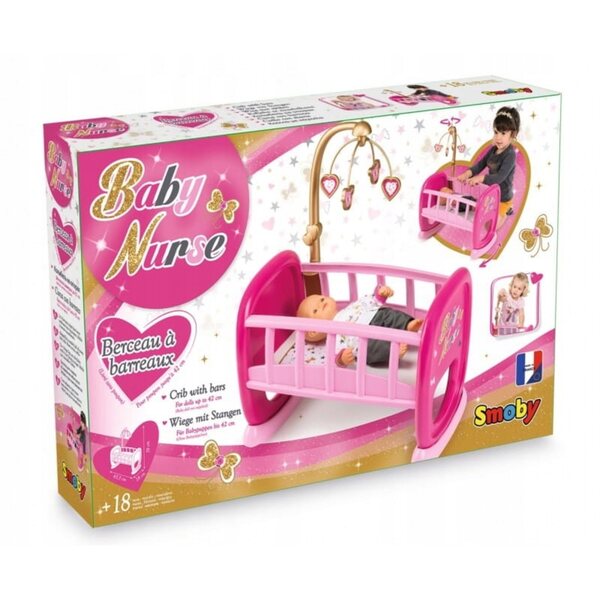 Smoby Culla per bambola Baby Nurse con giostrina 59x45,5x28 cm per bambini 3+