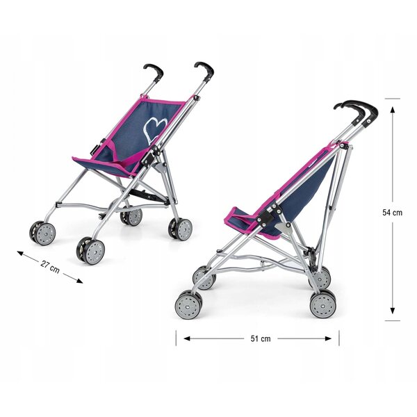 Passeggino per bambole Milly Mally Julia pieghevole per giochi di ruolo bambini