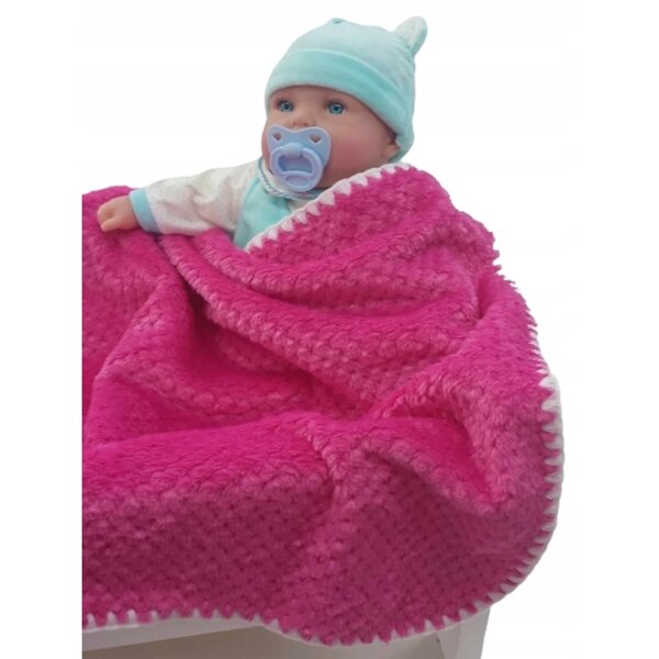 Weiche doppelseitige Decke für Puppen, Fuchsia und Rosa, 50x53 cm