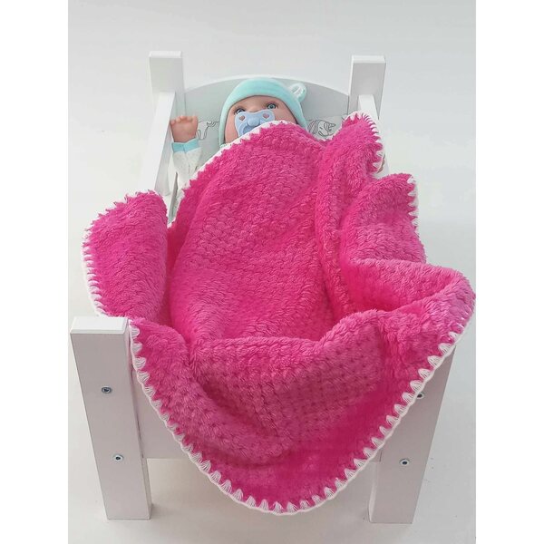 Weiche doppelseitige Decke für Puppen, Fuchsia und Rosa, 50x53 cm