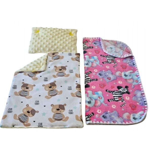 Komplette Bettwäsche für Puppen mit Decke, Kissen und weicher Steppdecke