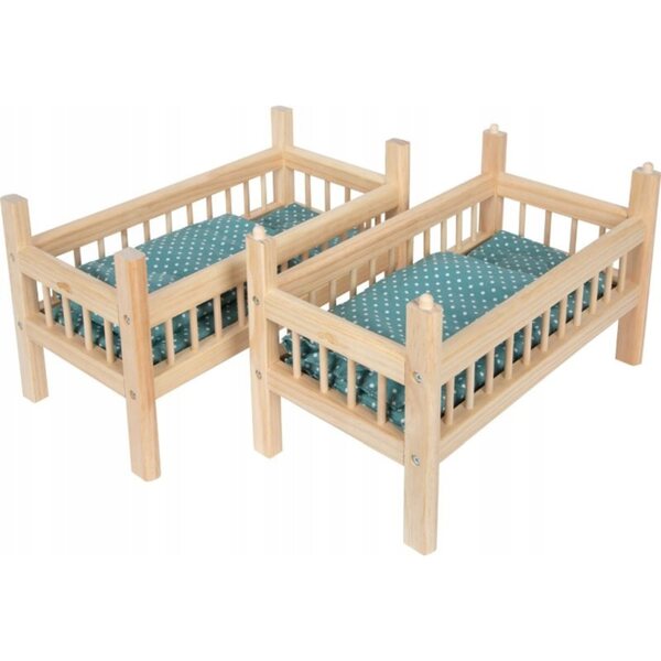 2-in-1-Etagenbett aus Holz für Small Foot-Puppen mit Stoffen