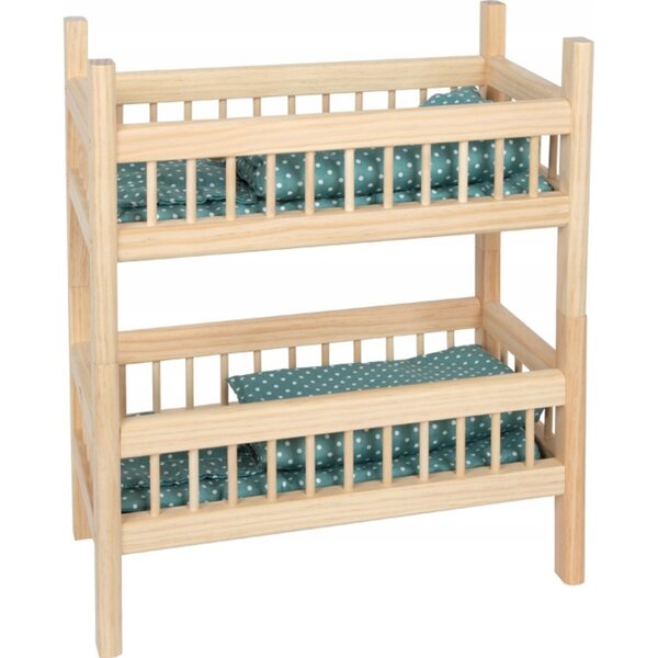 2-in-1-Etagenbett aus Holz für Small Foot-Puppen mit Stoffen
