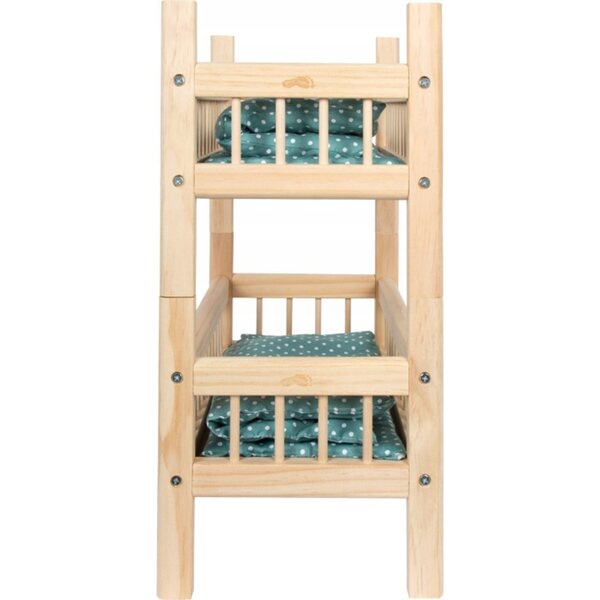 2-in-1-Etagenbett aus Holz für Small Foot-Puppen mit Stoffen