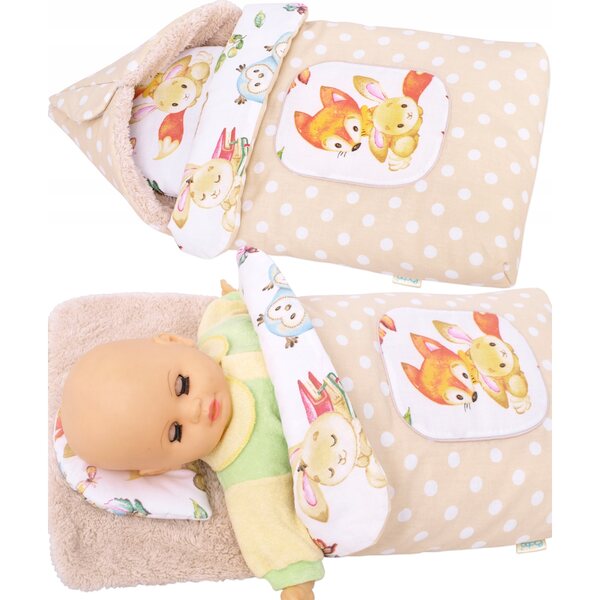 Becik BOBO mit Kapuze für Puppen bis 45 cm, Schlafsack und Kinderwagenband