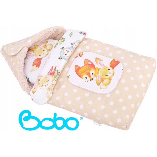 Becik BOBO mit Kapuze für Puppen bis 45 cm, Schlafsack und Kinderwagenband