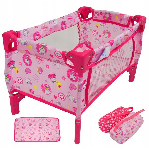 Beticco Babypuppenbett mit Matratze und Tasche, faltbar und transportierbar