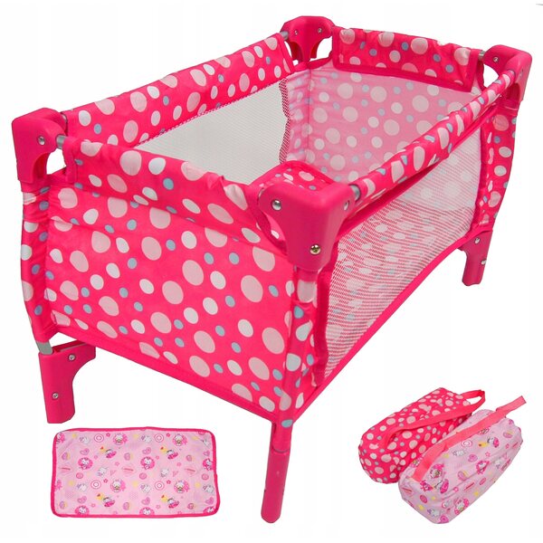 Beticco Babypuppenbett mit Matratze und Tasche, faltbar und transportierbar
