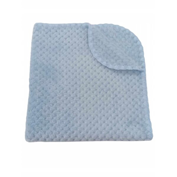 Koc per bambole morbido e doppio lato azzurro con motivo ananas 50x53 cm