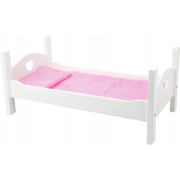 Weißes Holzbett von Small Foot für Puppen, inklusive Bettwäsche, 50 x 27 x 21 cm