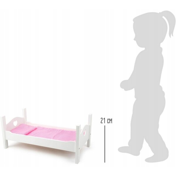 Weißes Holzbett von Small Foot für Puppen, inklusive Bettwäsche, 50 x 27 x 21 cm