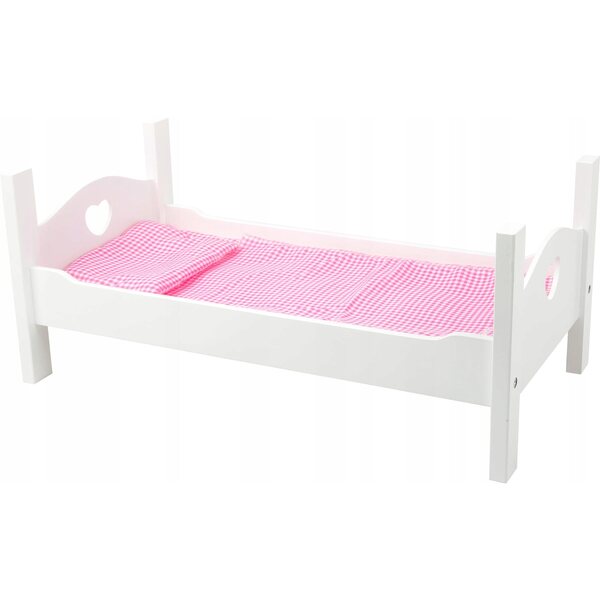 Weißes Holzbett von Small Foot für Puppen, inklusive Bettwäsche, 50 x 27 x 21 cm