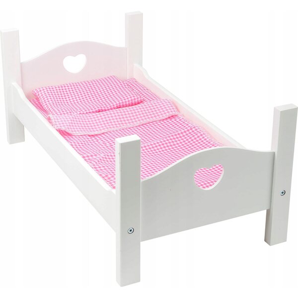 Weißes Holzbett von Small Foot für Puppen, inklusive Bettwäsche, 50 x 27 x 21 cm