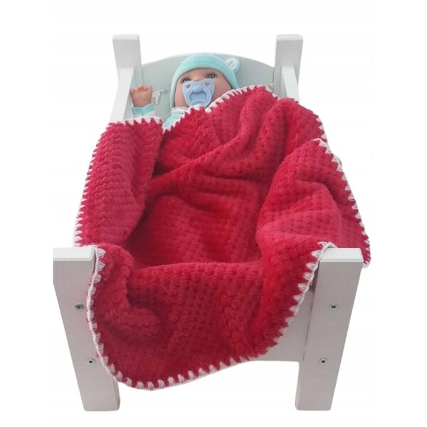 Koc per bambole doppio strato rosso soffice e peloso 50x53 cm