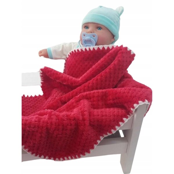 Koc per bambole doppio strato rosso soffice e peloso 50x53 cm