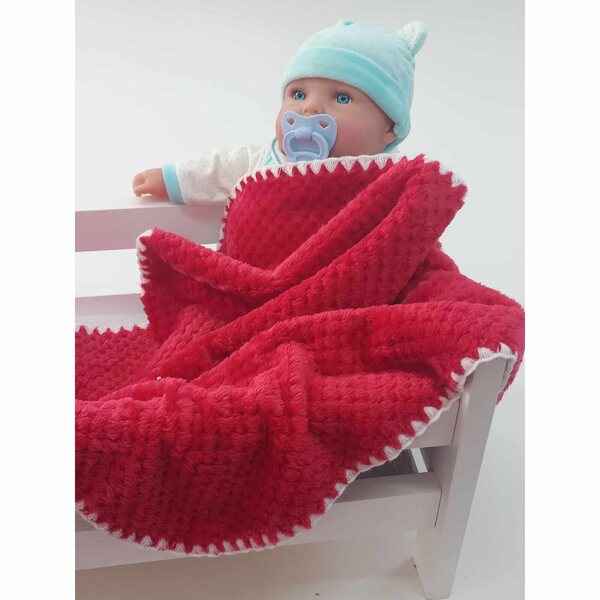 Koc per bambole doppio strato rosso soffice e peloso 50x53 cm