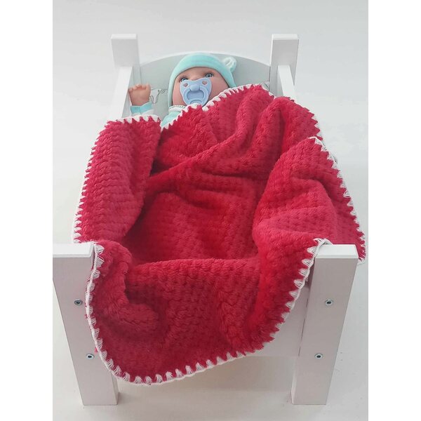 Koc per bambole doppio strato rosso soffice e peloso 50x53 cm