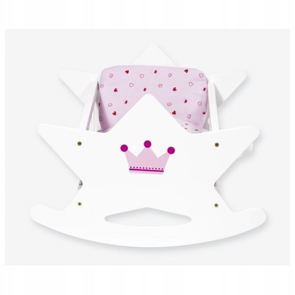 Culla in legno con biancheria rosa per bambole Goki per bambini 3+