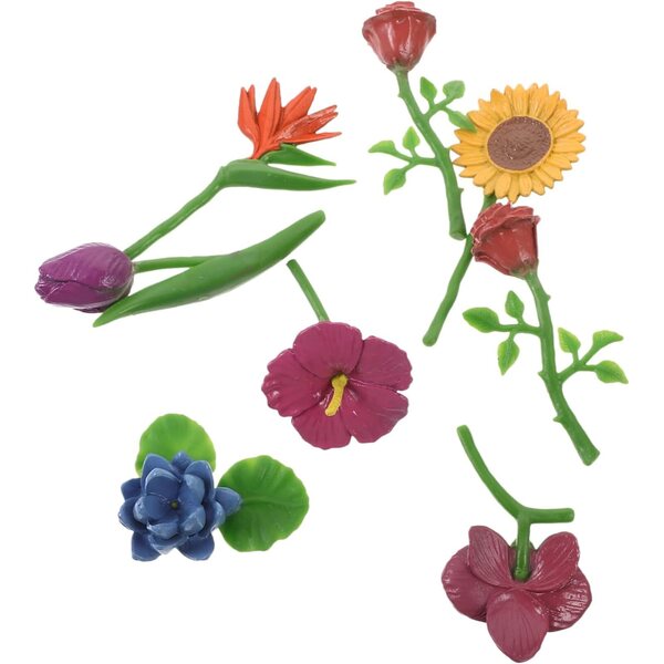 Composizione 8 Fiori Artificiali Mini Tulipani, Rose e Girasoli in PVC per Decorazioni Casa