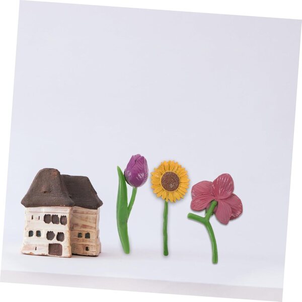 Composizione 8 Fiori Artificiali Mini Tulipani, Rose e Girasoli in PVC per Decorazioni Casa