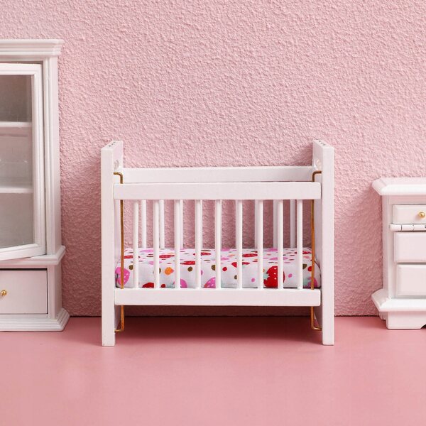 Mini culla bianca in legno per bambini, regalo educativo e resistente