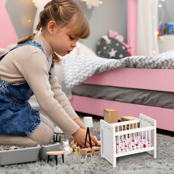 Mini culla bianca in legno per bambini, regalo educativo e resistente
