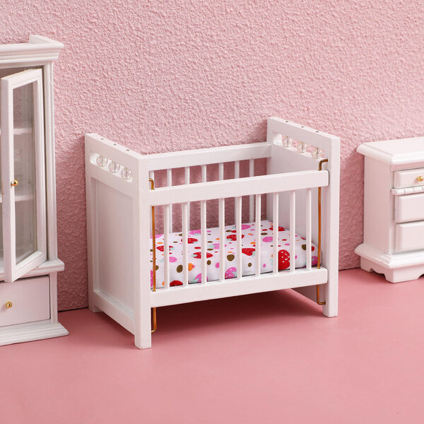 Mini culla bianca in legno per bambini, regalo educativo e resistente