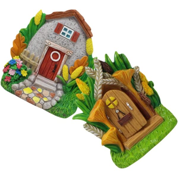 2-teilige Mini-Harzhäuser für Bonsai-Garten- und Heimdekorationen