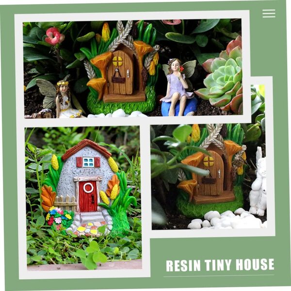 2-teilige Mini-Harzhäuser für Bonsai-Garten- und Heimdekorationen