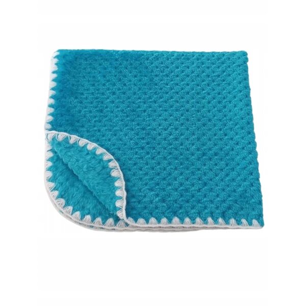 Koc per bambole soffice e reversibile colore azzurro 50x53 cm