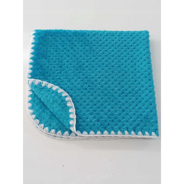 Koc per bambole soffice e reversibile colore azzurro 50x53 cm