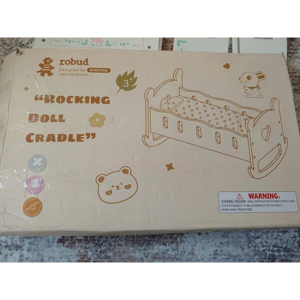 Letto a dondolo in legno per bambole 45 cm Robud, gioco ideale bambini 4+