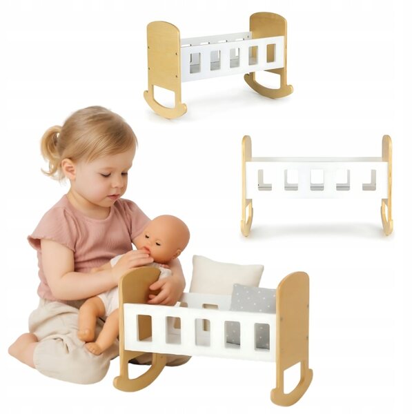 Holzschaukel für Puppen ECOTOYS stabiles Bett mit Schaukelfunktion