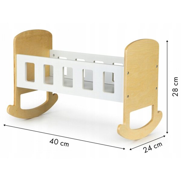 Dondolo in legno per bambole ECOTOYS letto stabile con funzione dondolio