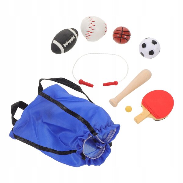 Mini Set Sportivo per Case delle Bambole con Accessori in Legno e Resina