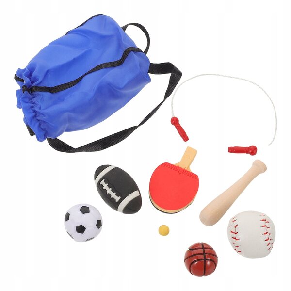 Mini Set Sportivo per Case delle Bambole con Accessori in Legno e Resina