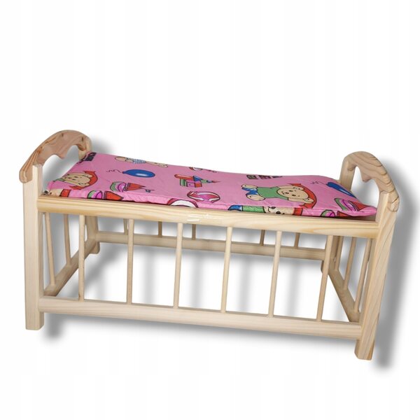 Culla in legno per bambole con materasso rosa 49x28x28 cm per bambini