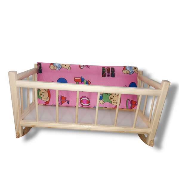 Culla in legno per bambole con materasso rosa 49x28x28 cm per bambini