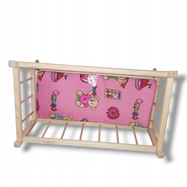 Culla in legno per bambole con materasso rosa 49x28x28 cm per bambini