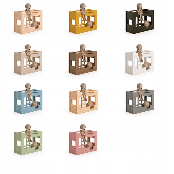 Letto a Castello in Legno Bianco per Bambole, Ecologico e Sicuro per Bambini