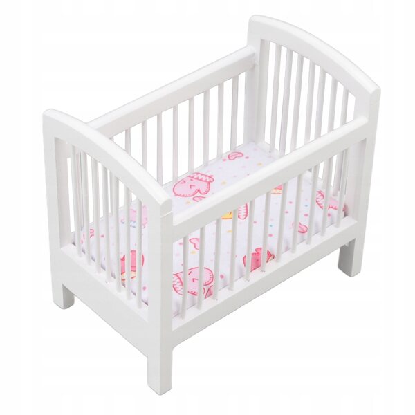 Letto in legno lucido per bambole 1:12 bianco, sicuro e resistente