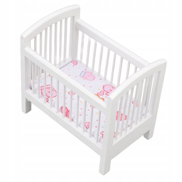 Letto in legno lucido per bambole 1:12 bianco, sicuro e resistente